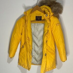 Woolrich Vibrant Yellow Jacket with Fur Trim